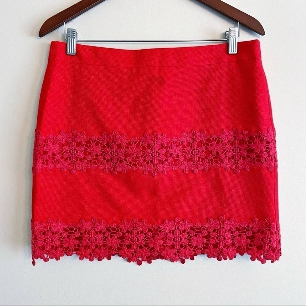 J Crew Crochet Lace Red Skirt - Picture 8 of 9